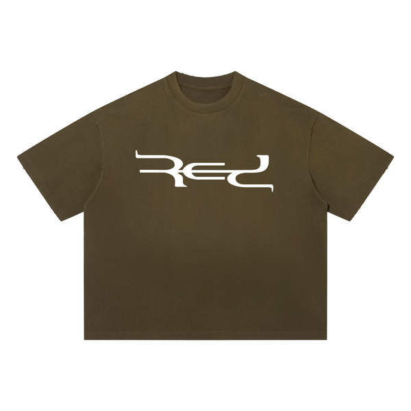 RED Distressed Boxy Tee