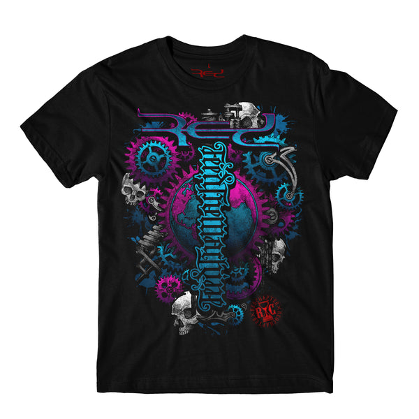 Aqua/Magenta Feed The Machine Unisex T-Shirt