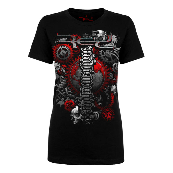 Red/Grey Feed The Machine Women's Fitted T-Shirt